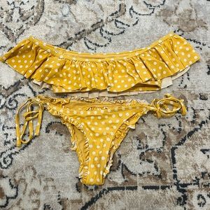 Yellow Ruffled Polka Dot Bikini